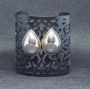 Vintage Silver And Gold Tear-shaped Earrings likely 1980s